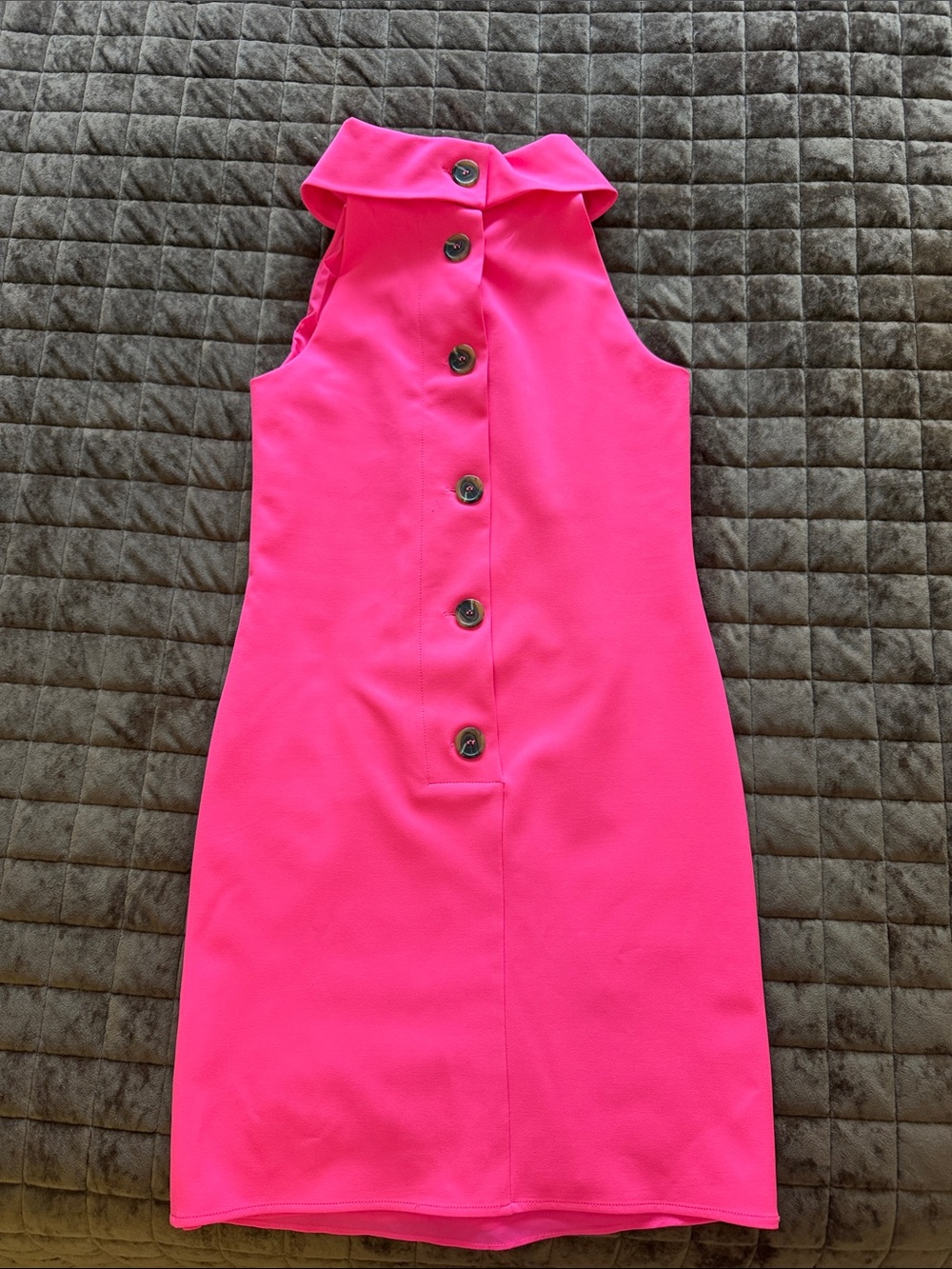 Sleeveless Hot Pink Halter Shift Dress - Picture 2 of 2
